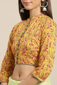   Hand Crafted Tie & Dye Kota Silk Saree With Hand Block Print Unstitched Blouse