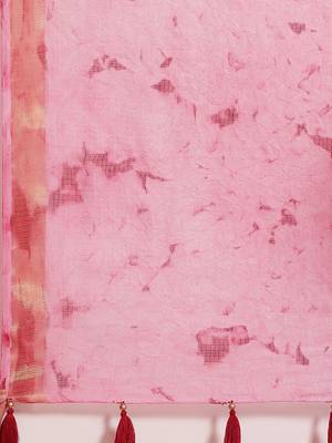   Hand Crafted Tie & Dye Kota Silk Saree With Hand Block Print Unstitched Blouse 4