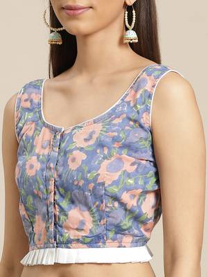   Hand Crafted Tie & Dye Kota Silk Saree With Hand Block Print Unstitched Blouse 5