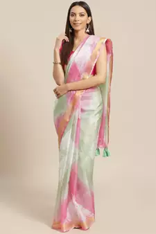 Geroo Jaipur Hand Crafted Bandhani Kota Art Silk Saree