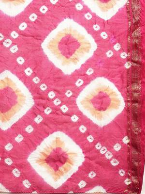 Geroo Jaipur Exquisite Pink Handcrafted Bandhani Art Silk Saree with Blouse 4