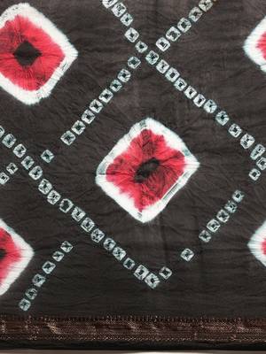 Geroo Jaipur Black Hand crafted Bandhani Art Silk Saree 3