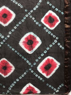 Geroo Jaipur Black Hand crafted Bandhani Art Silk Saree 4