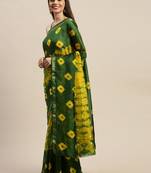Geroo Jaipur Green Hand crafted Bandhani Art Silk Saree