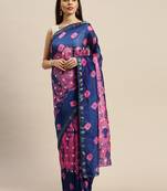 Geroo Jaipur Blue Hand crafted Bandhani Art Silk Saree