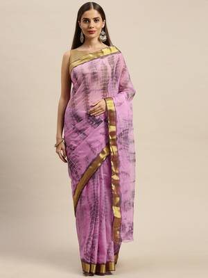 Geroo Jaipur Grey and Light Pink Hand Crafted Shibori Tie & Dye Bandhani Art Chiffon Saree 2