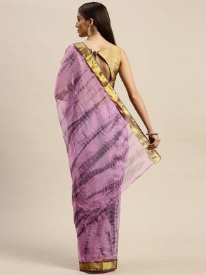 Geroo Jaipur Grey and Light Pink Hand Crafted Shibori Tie & Dye Bandhani Art Chiffon Saree 3