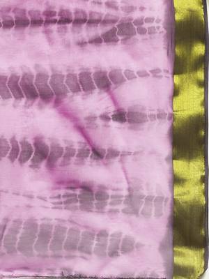 Geroo Jaipur Grey and Light Pink Hand Crafted Shibori Tie & Dye Bandhani Art Chiffon Saree 5