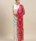 Geroo Jaipur Multicolor Hand Dyed Leheriya Bandhani Chiffon Saree