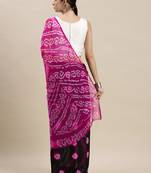 Geroo Jaipur Black Hand Dyed Bandhani Silk Saree with Blouse - Elegant and Timeless