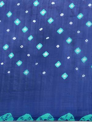 Geroo Jaipur Blue Hand Dyed Bandhani Silk Saree 2