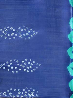 Geroo Jaipur Blue Hand Dyed Bandhani Silk Saree 3