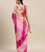 Geroo Jaipur Pink Hand Dyed Bandhani Kota Silk Saree