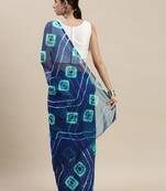 Geroo Jaipur Blue & Green Hand Dyed Leheriya Saree