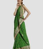 Geroo Jaipur Green Georgette Bandhani Saree