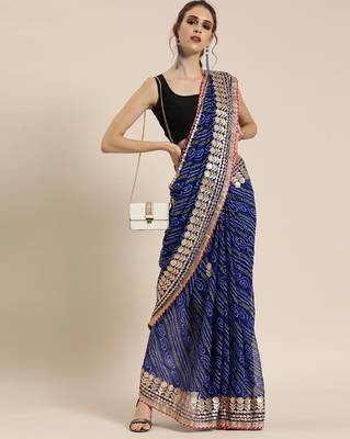   Blue Georgette Bandhani Saree  1