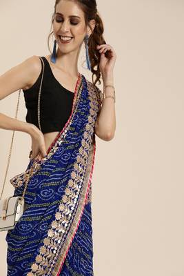  Blue Georgette Bandhani Saree  2