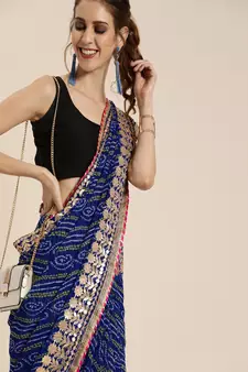   Blue Georgette Bandhani Saree 