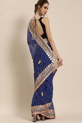   Blue Georgette Bandhani Saree  3