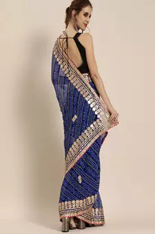   Blue Georgette Bandhani Saree 
