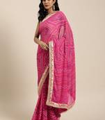 Geroo Jaipur Pink Bandhani Georgette Saree