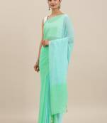 Geroo Jaipur Shaded Blue & Green Mukesh Work Saree 