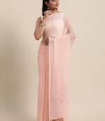 Hand Crafted Peach Mukesh Saree