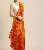 Geroo Jaipur Yellow Shibori Organza Saree with Blouse - Traditional Handcrafted Elegance for Women