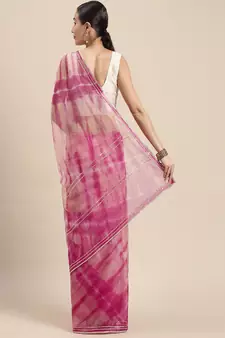   Pink Shibori Organza Saree by     Elegant and Stylish