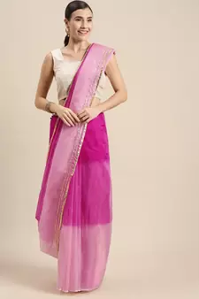 Geroo Jaipur Elegant Pink Shaded Organza Saree with Blouse | Premium Quality