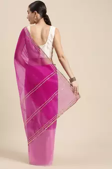   Elegant Pink Shaded Organza Saree with Blouse | Premium Quality