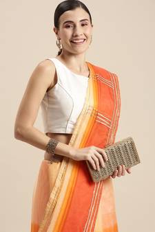 Geroo Jaipur Orange Shaded Organza Saree with Blouse - Exquisite Elegance for Women