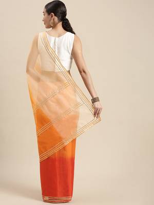   Orange Shaded Organza Saree with Blouse   Exquisite Elegance for Women 2
