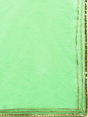   Stunning Multi Shaded Organza Saree with Blouse   Vibrant Green | Perfect for Every Occasion 4