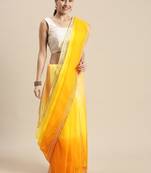 Geroo Jaipur Elegant Yellow Shaded Organza Saree with Light Orange Blouse - Premium Quality