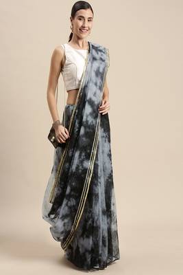   Black Shibori organza saree 1