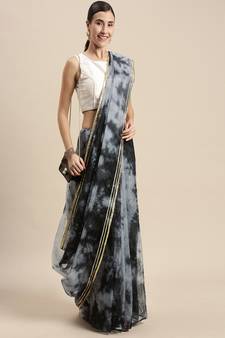 Geroo Jaipur Black Shibori organza saree