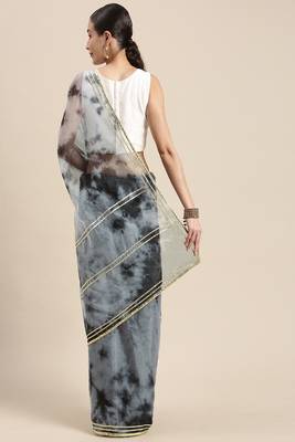   Black Shibori organza saree 3