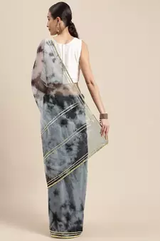   Black Shibori organza saree