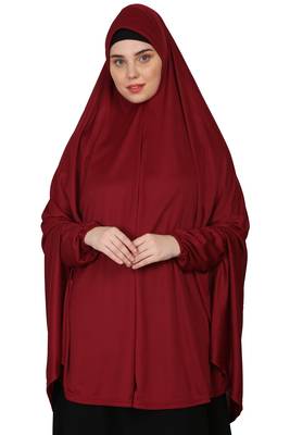 Nazneen Khimar Solid Jersey Full Sleeve Maroon 1