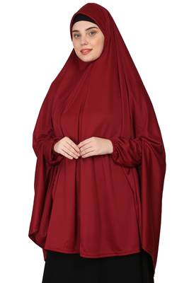 Nazneen Khimar Solid Jersey Full Sleeve Maroon 2