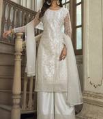 White embroidered net salwar