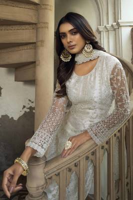 White embroidered net salwar 2