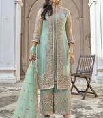 Sea-green embroidered net salwar