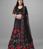 Bold Black Beauty Designer Multi Heavy Sequins Embroidered Semi-Stitched Lehenga Choli