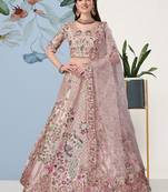 Gold and Pink Art Silk Semi Stitched Lehenga Choli with Sequin Embroidery