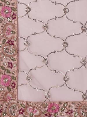 Gold and Pink Art Silk Semi Stitched Lehenga Choli with Sequin Embroidery 3