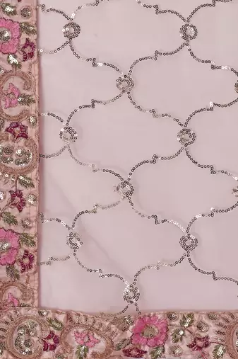Gold and Pink Art Silk Semi Stitched Lehenga Choli with Sequin Embroidery