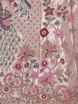 Gold and Pink Art Silk Semi Stitched Lehenga Choli with Sequin Embroidery 4