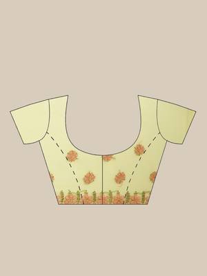 Ada Hand Embroidered Lucknow Chikan Yellow Faux Georgette Women Saree With Blouse - A381003 6